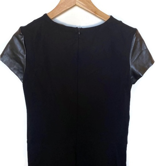 Massimo Dutti Little Black Dress W Faux Leather Sleeves and Pockets Sz S - Picture 2 of 7